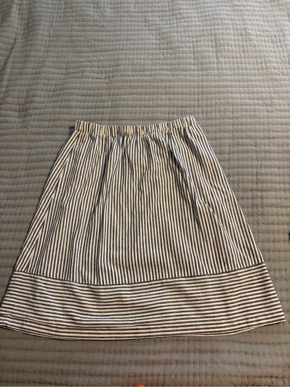 J. Crew Navy and White Striped A-Line Skirt